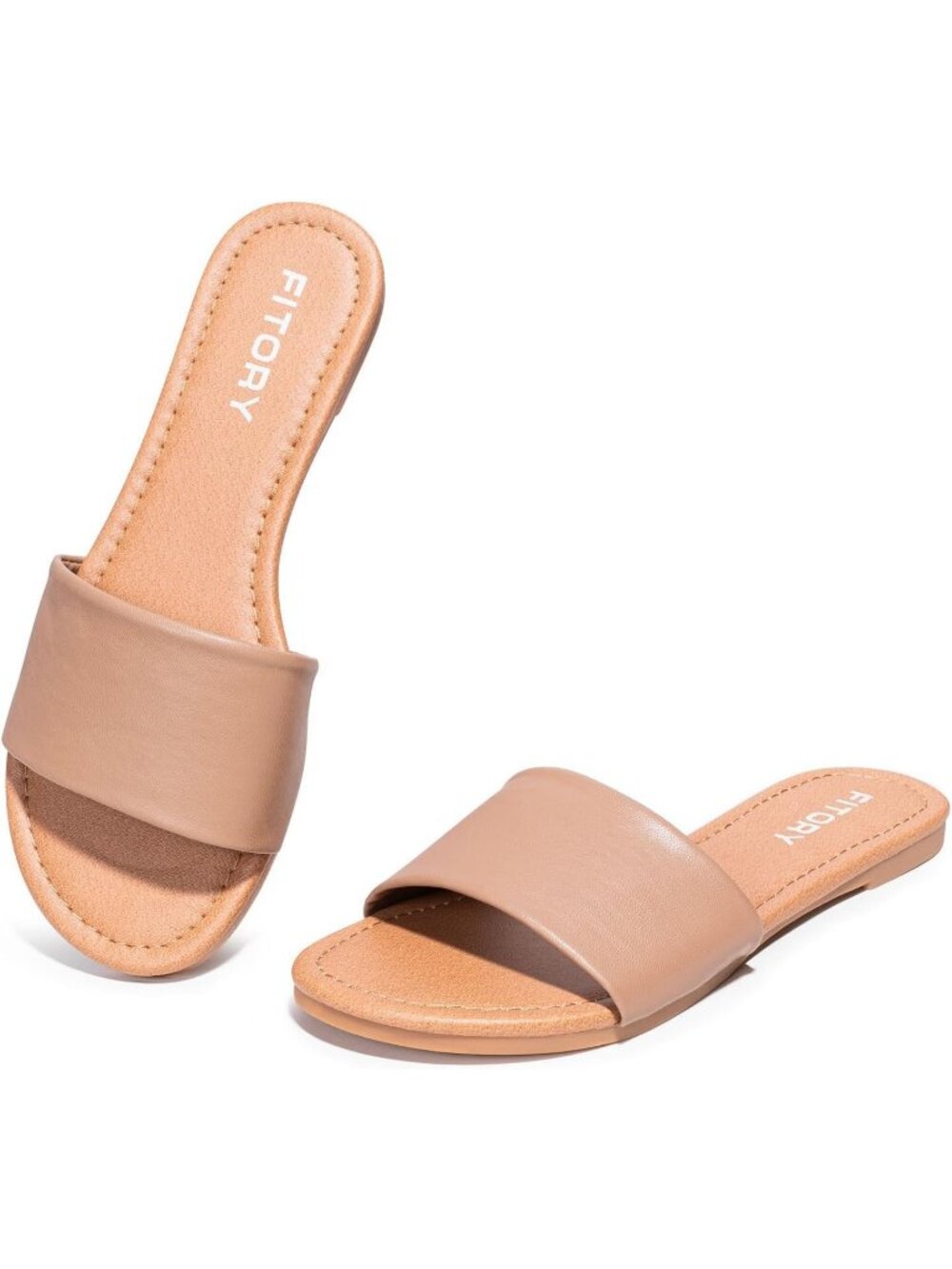 Women's Nude Round Toe Classic Single Strap Non Slip Sole Soft Summer Slippers